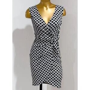 Banana Republic Womens Medium Geo Print Tie-Knot Wrap midi Dress sleeveless new